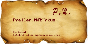 Preller Márkus névjegykártya